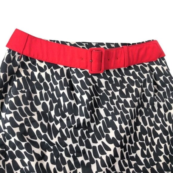 Ann Taylor A Line Pleated Skirt Black White Geometric Size 8 - Picture 3 of 6